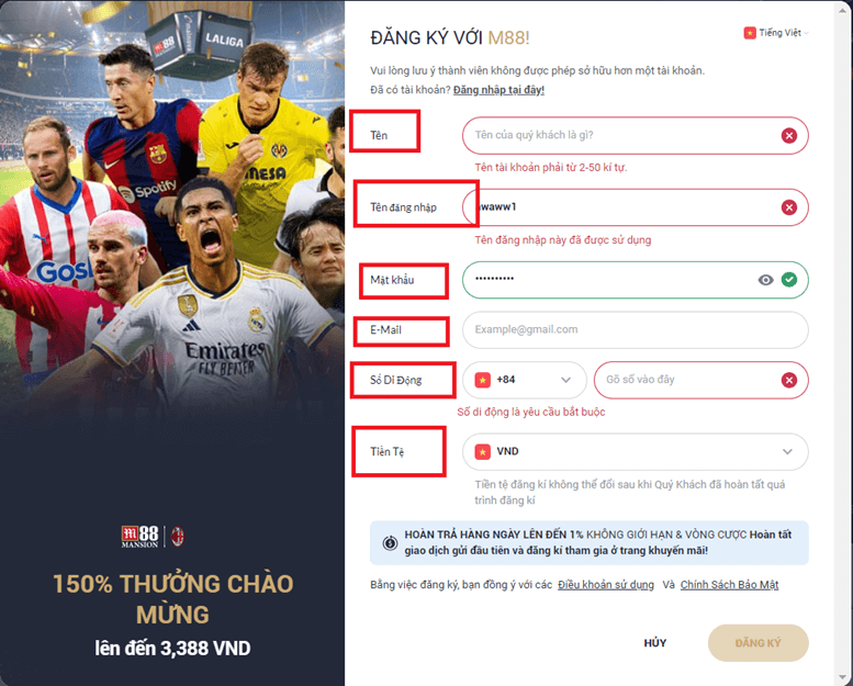 Hướng dẫn đăng ký và đăng nhập tại m88